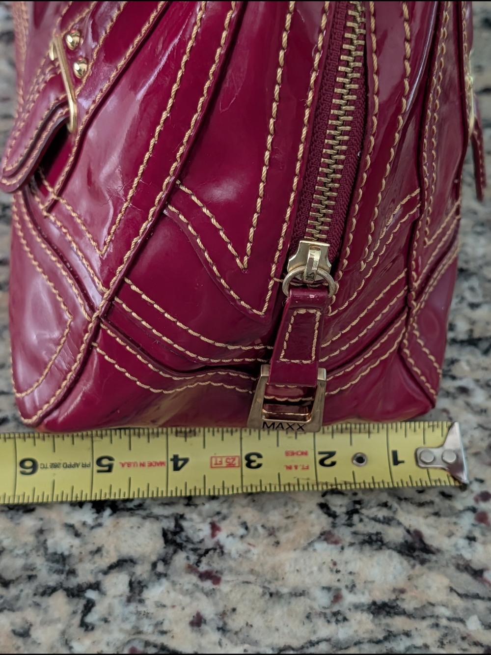 Maxx New York Red Patent Leather Bowling Satchel Bag EUC Y2K - Picture 9 of 16